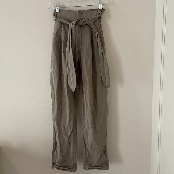 Apiece Apart Bendita Tie-Waist Pleated Pants in Pistachio Size 4 - Picture 4 of 9